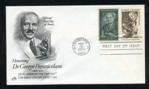 US 1754 Dr George Papanicolaou UA ArtCraft cachet FDC Combo