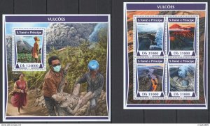 2017 Sao Tome & Principe Minerals & Volcanoes Nature #7219-22+Bl1293 ** Fd0865
