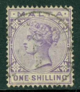 SG 28 Malta 1/- Violet. A very fine used CDS example CAT £12