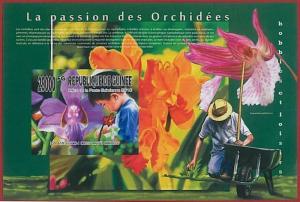 FRENCH GUINEA - ERROR, 2010 IMPERF SHEET: FLOWERS, Orchids