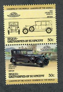 St. Vincent Grenadines - Bequia #101 Cars MNH attached pair