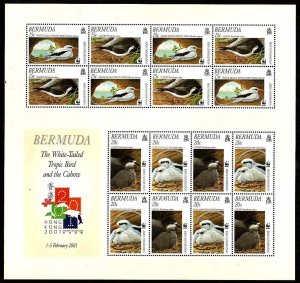 Bermuda-Sc#801a- id9-unused NH sheet-Birds-WWF-2001-