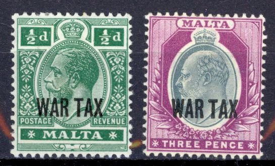 Malta Sc# MR1-MR2 MH 1918 War Tax