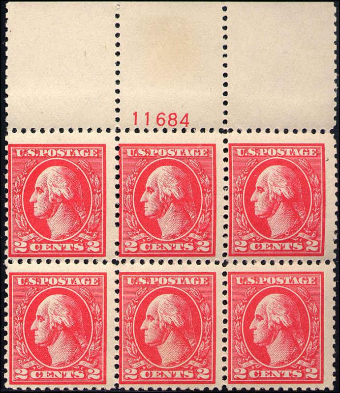 1920 Us Stamp #528A A140 2c Plate Block of 6 Type VI Catalogue Value $800