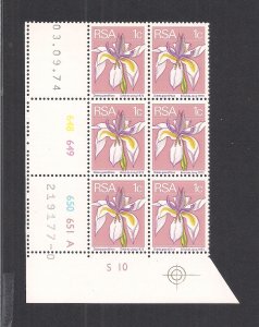 SOUTH AFRICA SC# 408   CONTROL B/6  CYLINDER #648-51 PANE A    FVF/MNH  1974