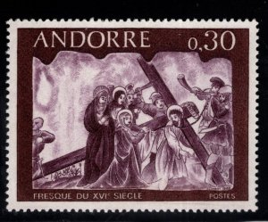 (French) Andorra Scott 186 MNH** Frescoe Religious Art  Stamp