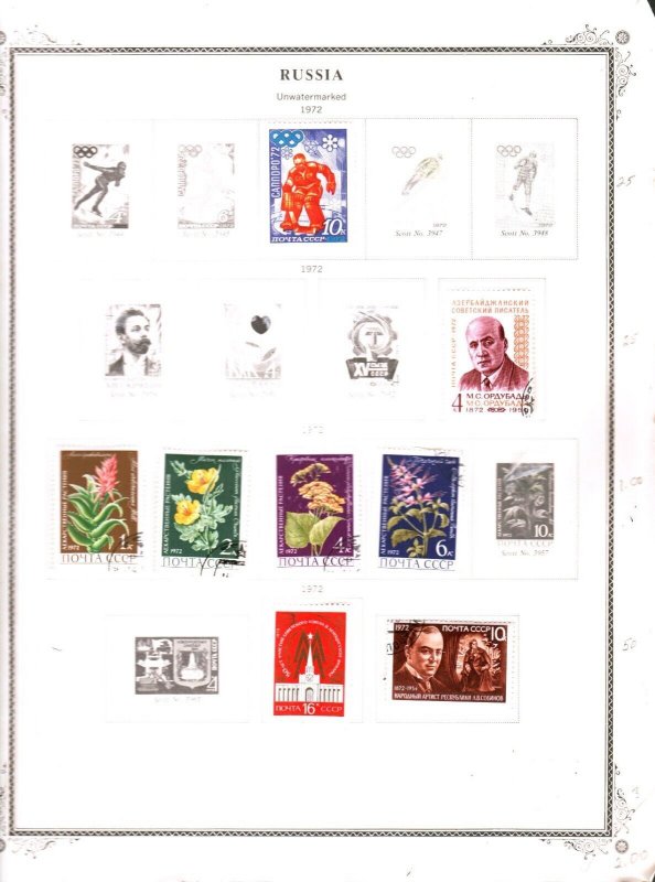 Collection, Russia Part J Scott Album Page, 1971/1974, Cat $55, Mint & Used