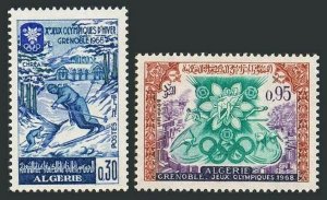 Algeria 380-381,MNH.Michel 485-486. Olympics Grenoble-1968:Skiers,Emblem.