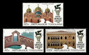 Togo 1972 - UNESCO for Venice - Set of 3v - Scott 802-03, C171 - MNH