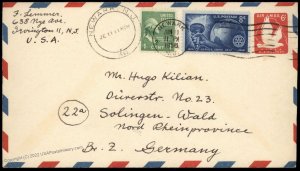 USA 1c Prexie Postal Stationery Airmail Cover Solingen British Zone German 80780