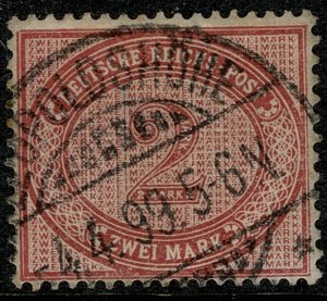 GERMANY EMPIRE 1875-99 2m RED-LILAC USED (VFU) SG 38e P.14.5 x 13.5 FINE