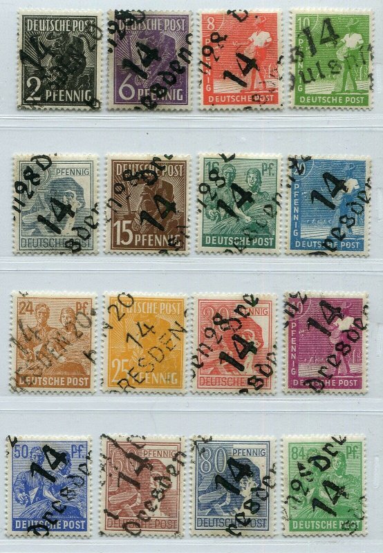 GERMANY SOVIET ZONE HOP BEZIRKSHANDSTEMPEL BEZIRK 14 166-181 II PERFECT MNH 123