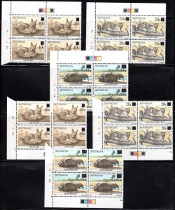 Botswana - 1990 Surcharges Set of Corner and Marginal Gutter Blocks SG 690-692