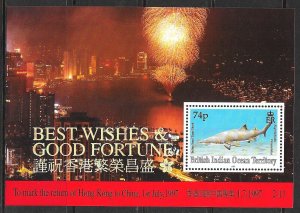 BRITISH INDIAN OCEAN TERRITORY Sc 159a-160a NH ISSUE OF 1994 - SHARKS - HK EXPO 