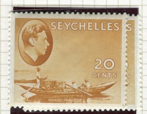 SEYCHELLES; 1938 early GVI issue Mint hinged Shade of 20c. Chalk paper value