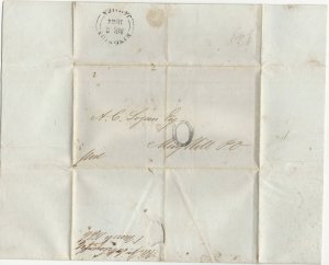 Jamaica, 1844 Stampless Cover, Sent from Kingston to Mayhill, Rare Postmarks