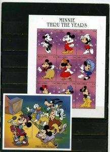 GAMBIA 1997 WALT DISNEY MINNIE THRU THE YEARS SHEET OF 9 STAMPS & S/S MNH