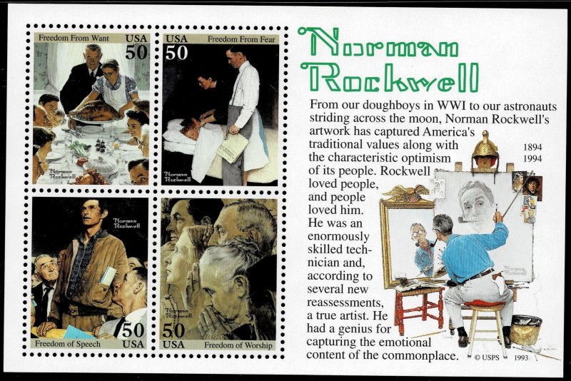 United States 2840 - MNH - Rockwell souvenir sheet