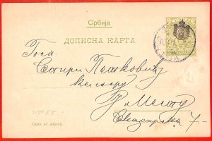 aa1571 - SERBIA - Postal History - Overprinted STATIONERY CARD-