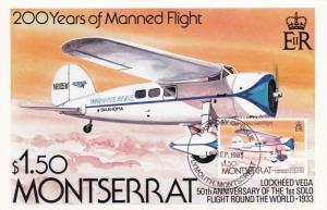 Montserrat 1983 Lockheed Vega First Day Card Unused VGC