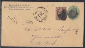 United States - Jan 1890 Hanover Centre, IN Registered Cover to Canada