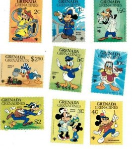 Grenadines 1979 - Scott #350-8 - Disney Characters - Set of 9 Stamps - MNH