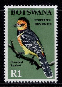 BOTSWANA QEII SG232, 1r Levaillants barbert, LH MINT.