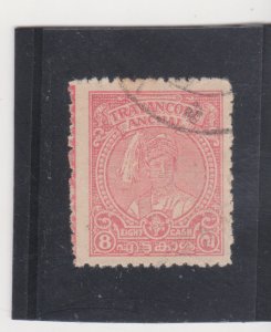 India, Feudatory States, Travancore Scott # O48b 12  Perf SG # O76 Used