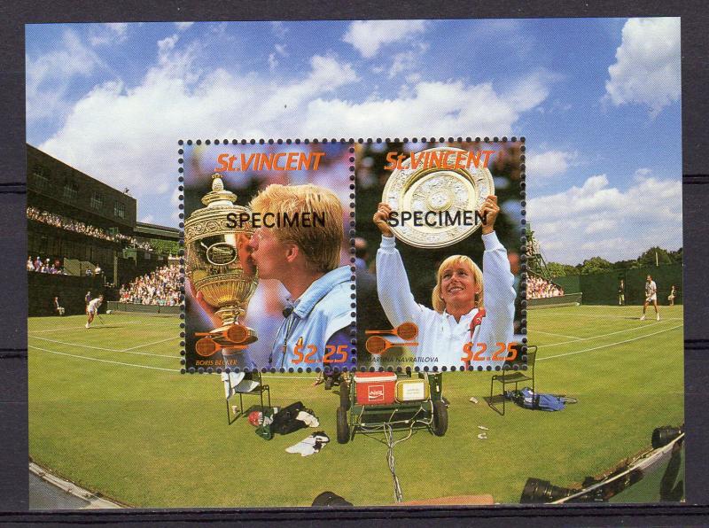 St. Vincent 1987 Sc# 996 Wimbledon Tennis S/S  SPECIMEN MNH