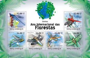 MOZAMBIQUE 2011 SHEET INTERNATIONAL YEAR OF FORESTS DRAGONFLIES INSECTS