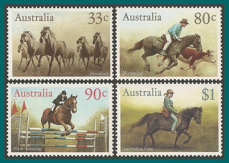 Australia 1986 Horses, MNH  984-987,SG1010-SG1013