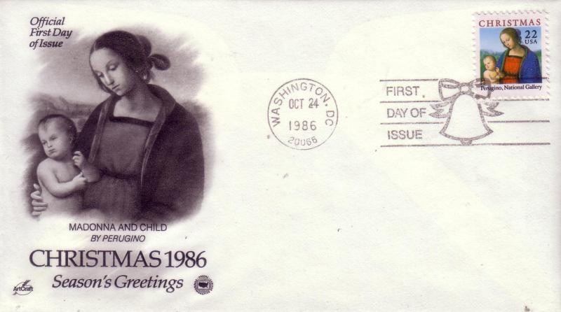 US FDC Sc.# 2244 Christmas 1986, Artcraft L454