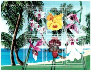Maldives 2000 - Orchids Flowers - Sheet of 6 Stamps - Scott #2465 - MNH