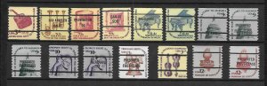 Americana PRECANCELED Coil SIngls NEVER HINGED Lot, 15 Different, F-VF, Cat $101