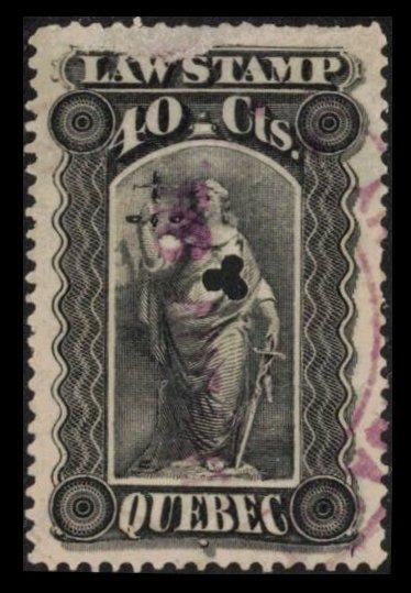 QUEBEC REVENUE 1893 VERY SCARCE VINTAGE 40c #QL35 FINE LAW STAMP SEE SCAN