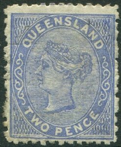 QUEENSLAND-1879-81 2d Deep Blue.  A lightly mounted mint example Sg 140