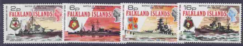 Falkland Islands 237-40 MNH Warships, Battle of the River Plate
