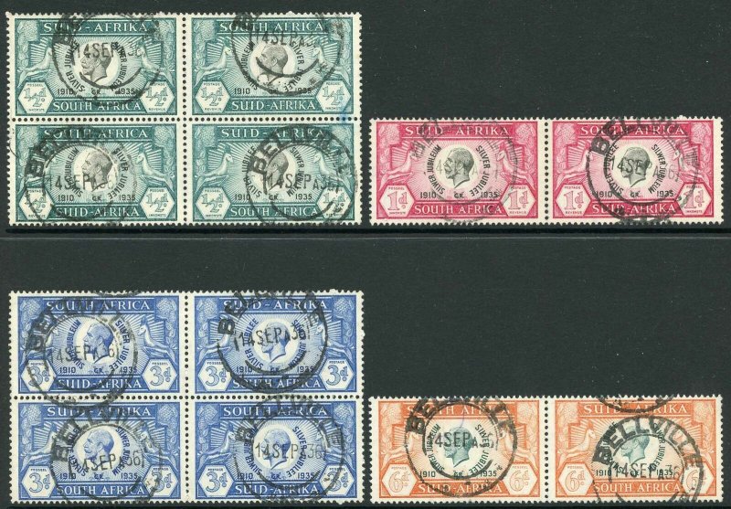 South Africa 1935 Silver Jubilee SG65/68 Set the 1/2d and 3d in blocks Cat 216 p