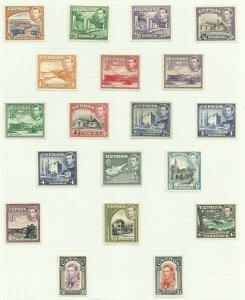 Cyprus 1938 Set of 19, Sg 151-163, Hinged to page, M/M {C/P-18} 