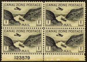 Canal Zone Stamps # C14 MNH XF Block Of 4 Scott Value $40.00