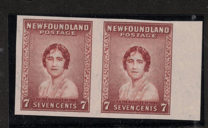 Newfoundland #208a Very Fine Mint Imperf Pair Unused No Gum As Issued