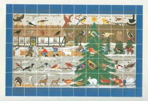 Denmark 1994. Christmas Sheet Kalundborg Animals. Owl,Birds,Fox,Horse,Swan,Hare,