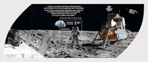 2019    SPAIN  -  MAN ON MOON 50th ANNIVERSARY  - MINI SHEET  - UNMOUNTED MINT 