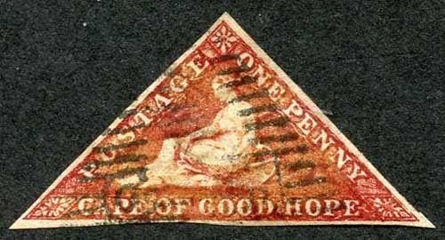 Cape of Good Hope Triangle SG18b 1d brownish red cat 350 pounds