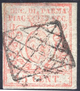 Italy Parma 1859 15c Red, Scott 9 FU Cat $360