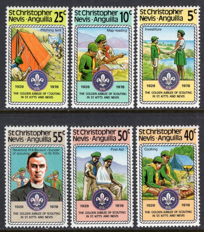 St Kitts Nevis 370-375 Boy Scouts MNH VF