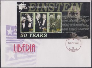 LIBERIA Sc# 2364a-c FDC SHEETLET of 3 ALBERT EINSTEIN 50th ANN of his DEATH