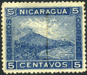 Nicaragua 1904 5¢ Blue Momotombo Litho Sc 154v CorrecsMint M245 ⭐⭐⭐⭐⭐⭐