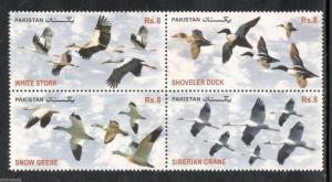 Pakistan 2012 Birds White Storks Siberian Crane Geese Duck Setenant  MNH # 13574