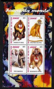 BURUNDI - 2011 - World Fauna, Monkeys - Perf 4v Sheet - MNH - Private Issue